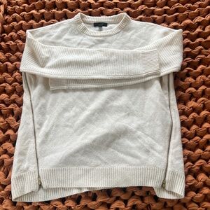 J. Crew Lambswool Side Zip Sweater in Cream